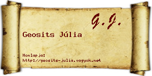 Geosits Júlia névjegykártya