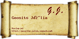 Geosits Júlia névjegykártya